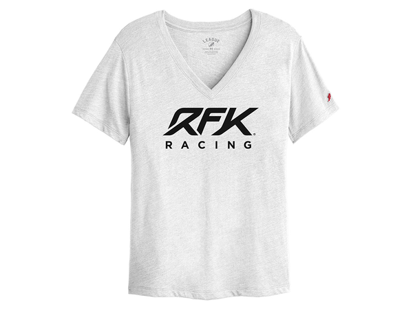 RFK Racing Ladies White Boyfriend V Tee